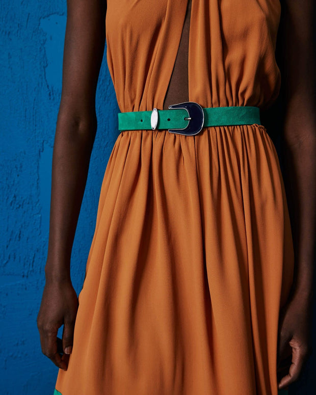 Velur Belt - Emerald & Navy