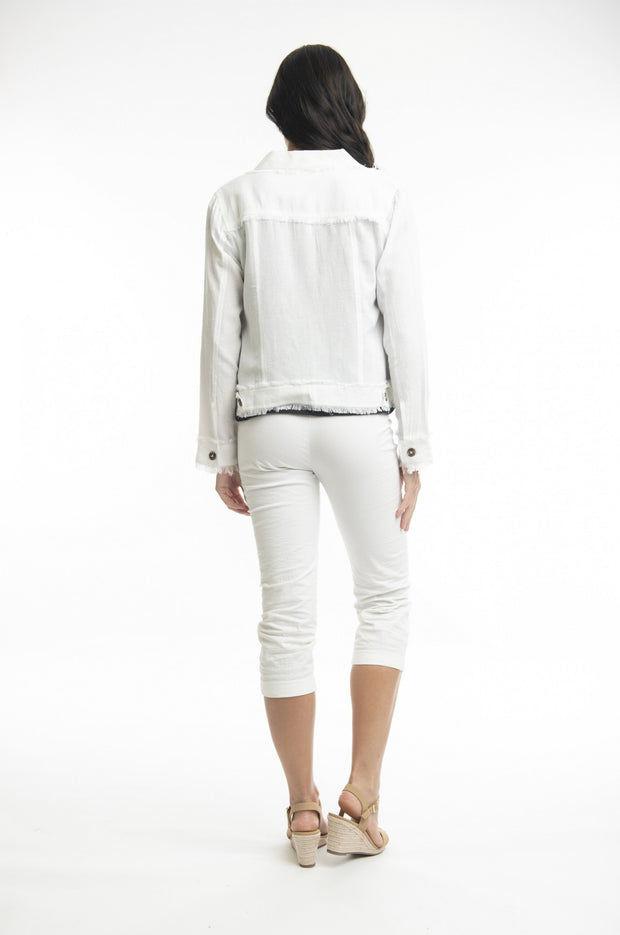 White Linen Blend Jacket