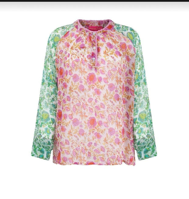 Pink & Green Floral Blouse