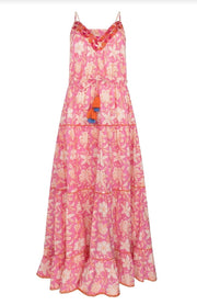 Pink & White Strappy Maxi Dress