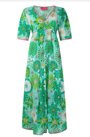 Long Vibrant Green Floral Dress