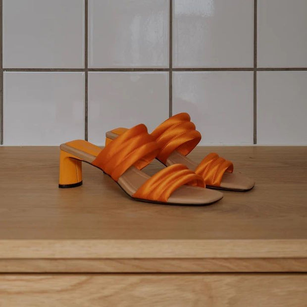 Sylvi Orange Satin Strappy Sandal