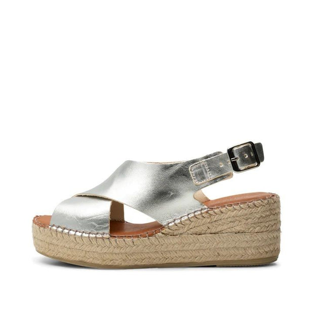 Orchid Silver Leather Wedge