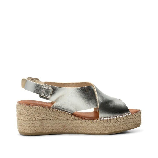 Orchid Silver Leather Wedge