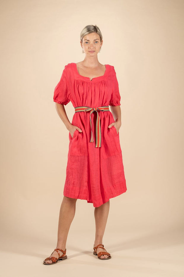Sigrid Linen Gauze Dress - Bombay Pink