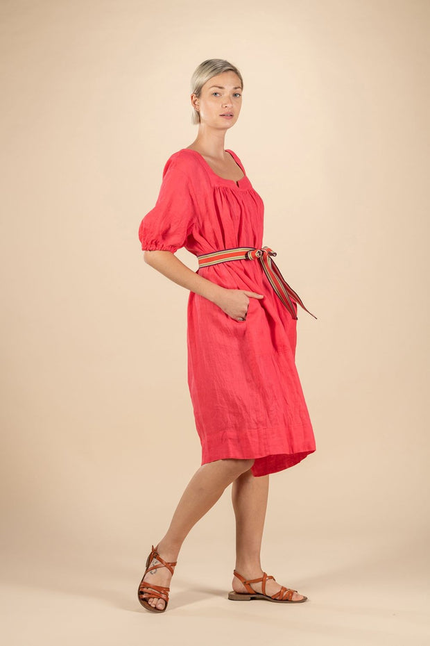 Sigrid Linen Gauze Dress - Bombay Pink