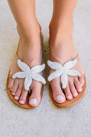 Starfish Leather Sandals - White
