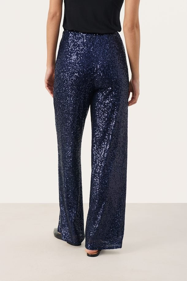 Tatiana Sequin Palazzo Trousers - Midnight Sail