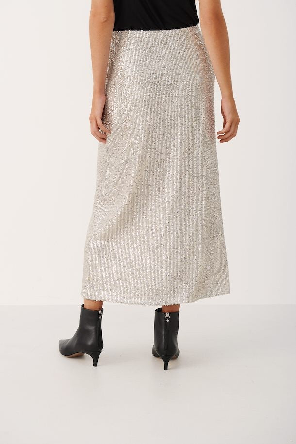 Teffani Silver Sequinned Skirt