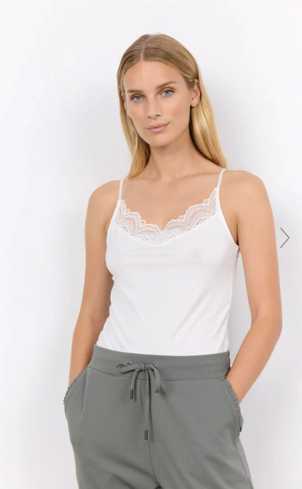 Marica Off-White Lace Cami Top