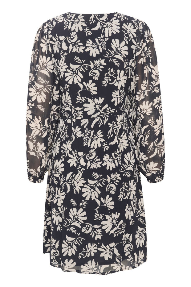 Fionia Dress - Dark Navy Stencil Flower